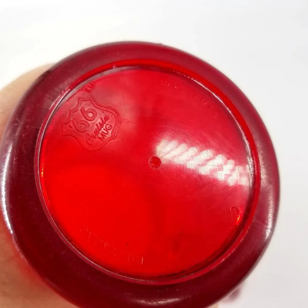 Longaberger Plastic Mug Cup Glass Latte Footed Red Cherry Bright 16 Ounce USA - Picture 5 of 10